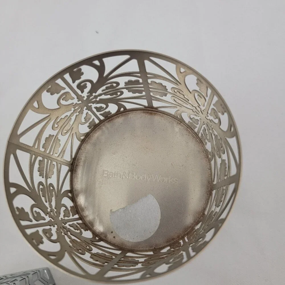 BATH & BODY WORKS 3 Wick Candle Holder Pedestal Soap Holder Silver Bronze 5 Pcs - Picture 11 of 15